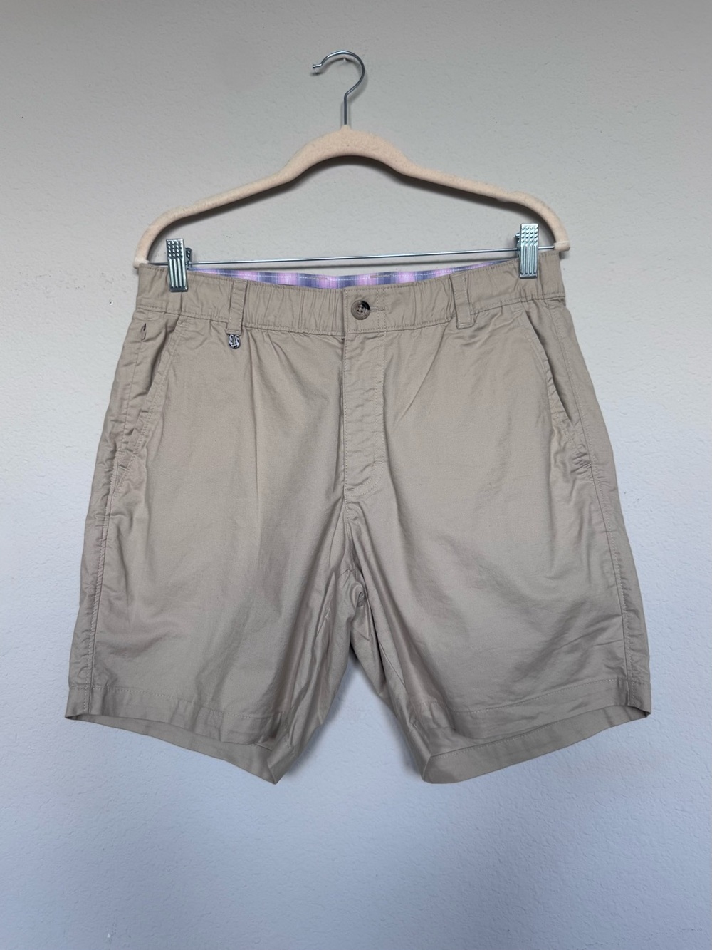 Columbia PFG Khaki Shorts Plaid Waistband 32W